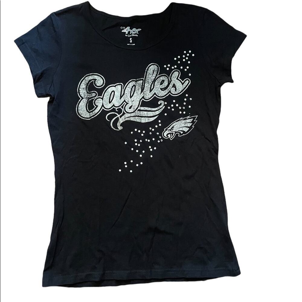 NWT G-III 4her by Carl Banks Black short sleeve fitted Eagles shirt size small
